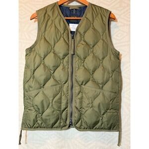 TAION V Neck Zip Vest Olive Green Onion Quilted Ripstop Mens XS S TAION-001ZML-1